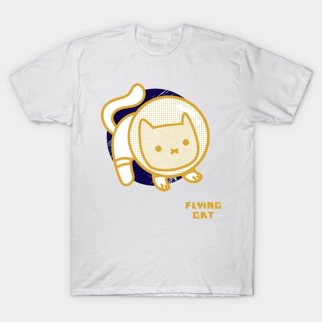 Funny Flying Cat Stargazer T-Shirt by 46 DifferentDesign